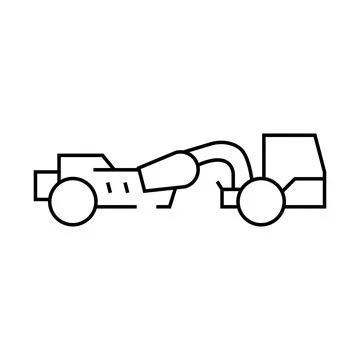 Scraper machine construction vehicle line icon vector illustration Stock Illustration