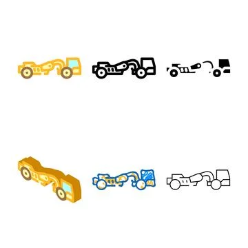 Scraper machine construction vehicle minimal color icon vector Stock Illustration