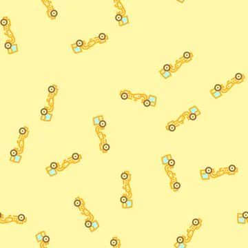 Scraper machine construction vehicle vector seamless pattern Stock Illustration