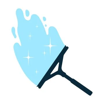 Scraper for washing and cleaning window glass symbol 库存插图
