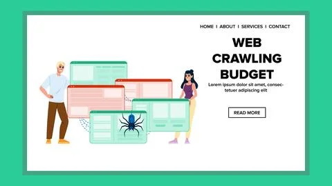 Scraping web crawling budget vector Stock Illustration