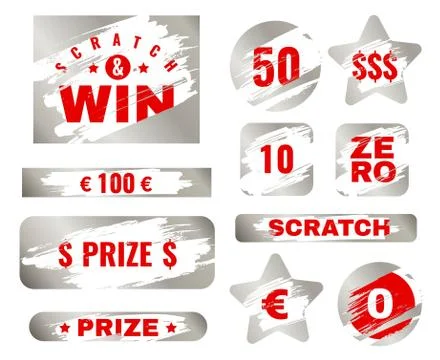 Scratch card. Scratches with brush effect suitable for instant prize game Illustrazione stock