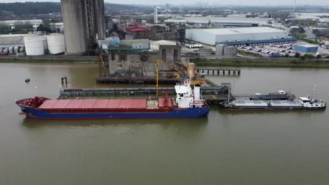 Scratch footage of Ship at Dock, Thamesmead, Kent taken on 05/05/2024 Stock Footage 274445837