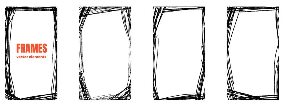 Scratch frame with text box rectangle and charcoal boarders on retro edge. Stock Illustration