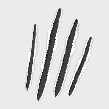 Scratch mark claw trace wild animal nails scratches textured torn paper edge on Stock Illustration