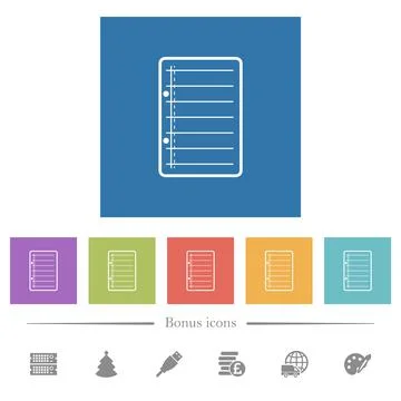 Scratch pad flat white icons in square backgrounds Stock Illustration