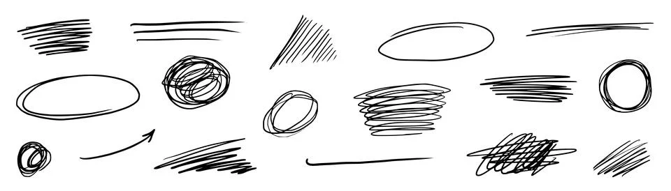 Scratch pen line scribble pencil vector. Scratch texture, pen line sketch mark Stock Illustration