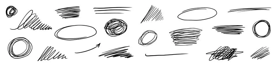 Scratch pen line scribble pencil vector. Scratch texture, pen line sketch mark Stock Illustration