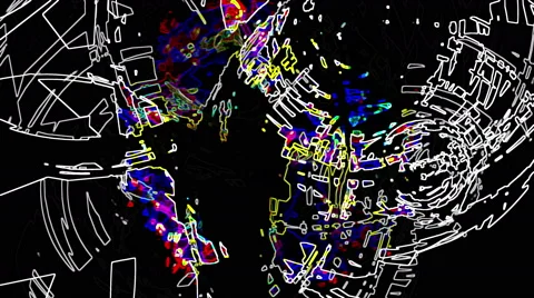 Scratch Shifty Changing White and Color Lines and Abstract Shapes Background Stock Footage 68737165