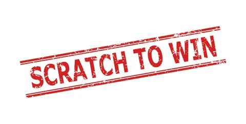 SCRATCH TO WIN Stamp Seal with Rubber Surface and Double Parallel Lines Illustrazione stock
