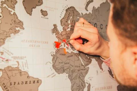 Scratch world map Foto stock