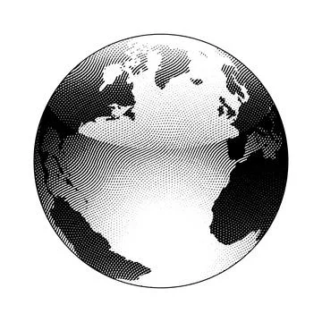 Scratchboard Engraved Globe Illustration Stock Illustration