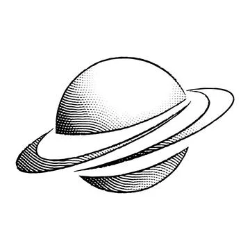 Scratchboard Engraved Icon of a Planet Stock Illustration