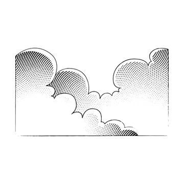 Scratchboard Engraved Illustration of Clouds Stock Illustration