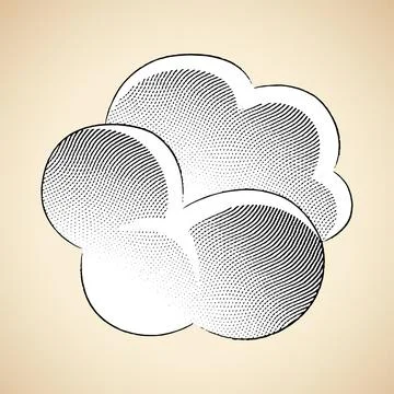 Scratchboard Engraved Puffy Cloud with White Fill Stock Illustration