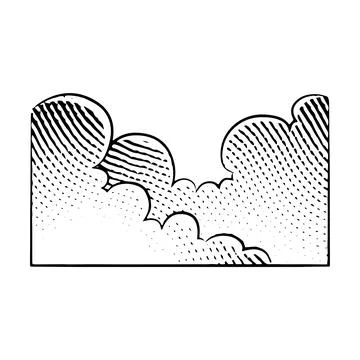 Scratchboard Engraving of Clouds Stock Illustration