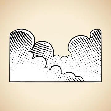 Scratchboard Engraving of Clouds with White Fill Stock Illustration