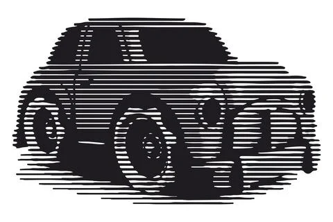 Scratchboard style car Stock Illustration