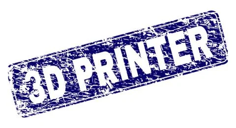 Scratched 3D PRINTER Framed Rounded Rectangle Stamp Stock Illustration