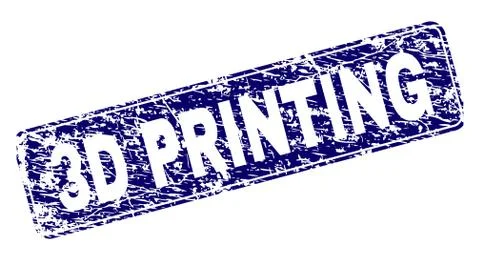 Scratched 3D PRINTING Framed Rounded Rectangle Stamp Stock Illustration