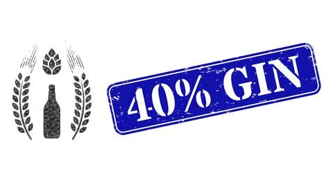 Scratched 40 discount Gin Stamp and Barley Beer Logo Triangle Filled Icon Stock Illustration
