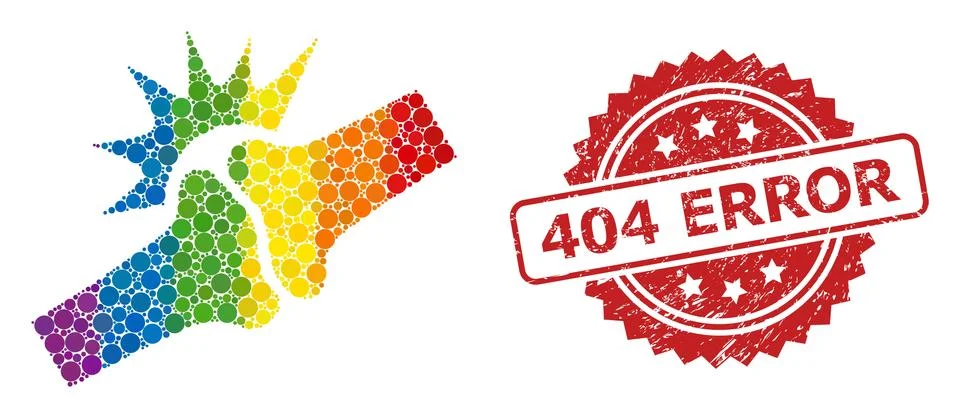 Scratched 404 Error Stamp and Bright Colored Bone Joint Fracture Collage Ilustración de archivo