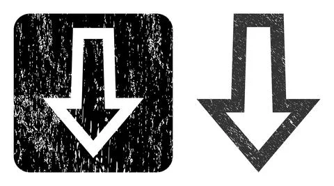 Scratched Arrow Down Subtracted Stamp Seal 库存插图