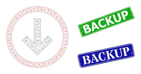Scratched Backup Seals and Triangle Mesh Drop Down Icon Stock Illustration