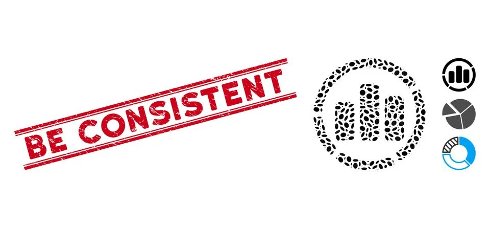 Scratched Be Consistent Line Seal and Collage Diagram Icon イラスト素材