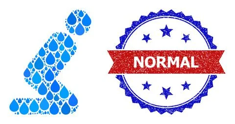 Scratched Bicolor Normal Stamp and Mosaic Praying Man of Blue Water Drops Illustrazione stock