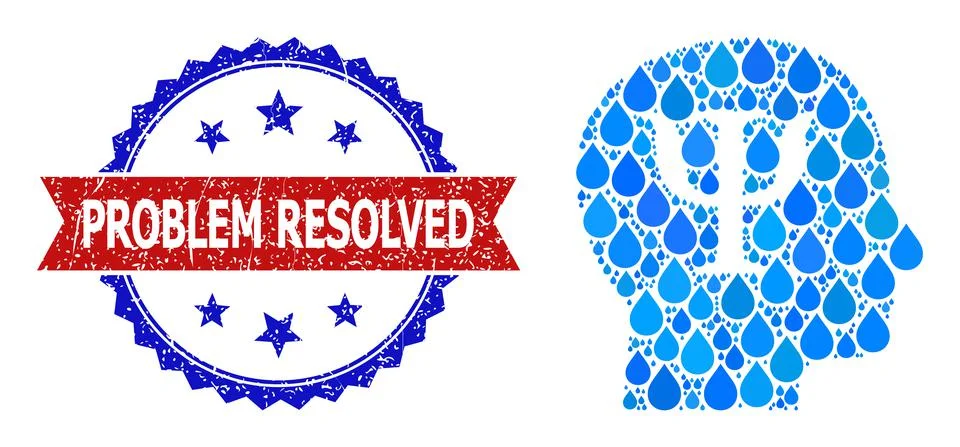 Scratched Bicolor Problem Resolved Stamp and Collage Psychology of Blue Water Illustrazione stock