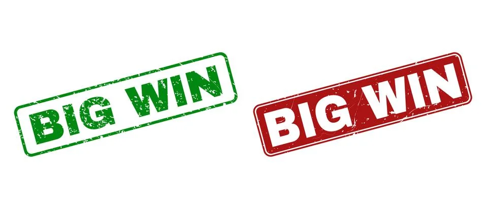 Scratched BIG WIN Watermarks with Rounded Rectangle Frames 스톡 일러스트