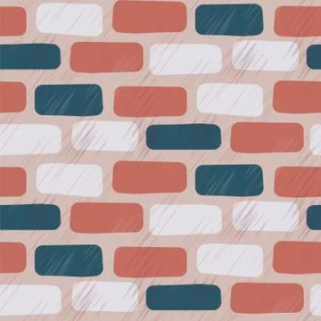 Scratched brick wall seamless vector pattern background. 스톡 일러스트