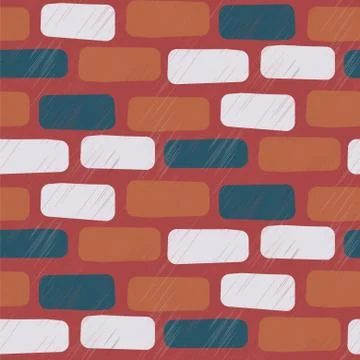Scratched brick wall seamless vector pattern background. Stock Illustration
