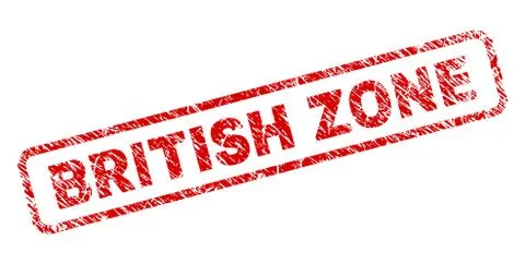Scratched BRITISH ZONE Rounded Rectangle Stamp Stock Illustration