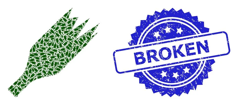 Scratched Broken Seal and Recursion Broken Wine Bottle Icon Composition Illustrazione stock