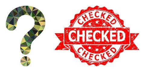 Scratched Checked Seal And Question Mark Triangle Mocaic Military Camouflage Stock Illustration