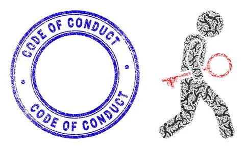 Scratched Code of Conduct Stamp and Key Thief Fractal Composition of Self Icons イラスト素材