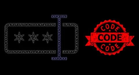 Scratched Code Stamp and Polygonal Network Password Field Stock Illustration