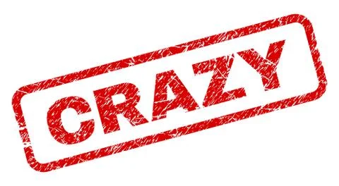Scratched CRAZY Rounded Rectangle Stamp Stock Illustration