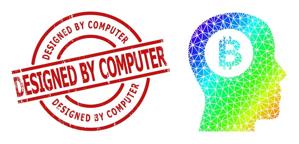 Scratched Designed by Computer Watermark and Triangle Filled Spectrum Bitcoin Stock Illustration