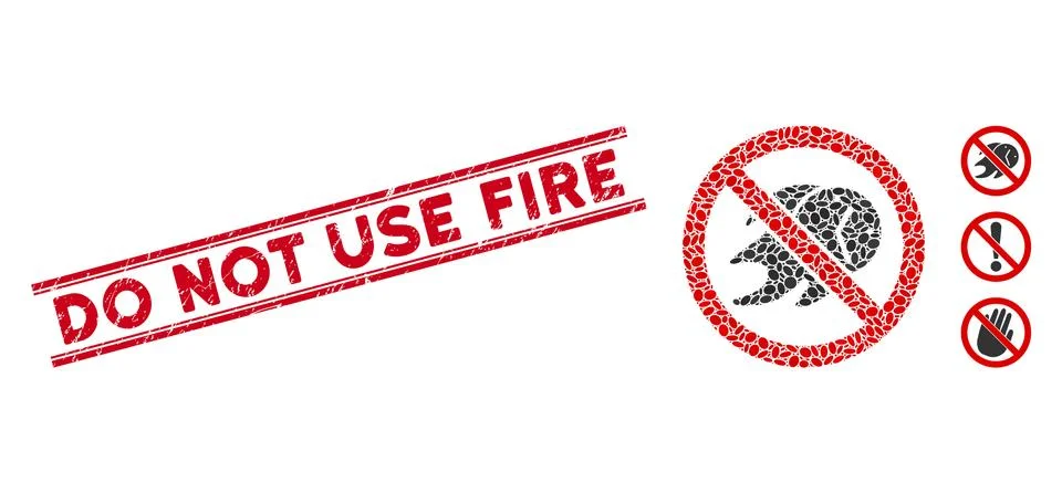 Scratched Do Not Use Fire Line Stamp with Mosaic No Deadline Icon 库存插图