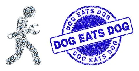 Scratched Dog Eats Dog Watermark And Repairman Recursive Collage of Self Icons Stock Illustration