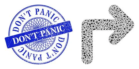 Scratched Don'T Panic Seal and Triangle Turn Right Mosaic Stock Illustration