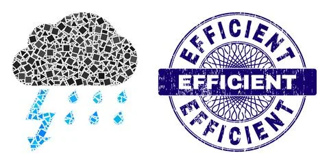 Scratched Efficient Stamp Seal and Geometric Thunderstorm Mosaic Illustrazione stock