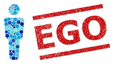 Scratched Ego Seal and Man Alone Mosaic of Round Dots Illustrazione stock