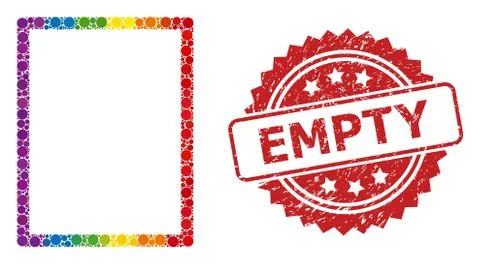 Scratched Empty Stamp and Bright Colored Empty Page Collage Stock Illustration