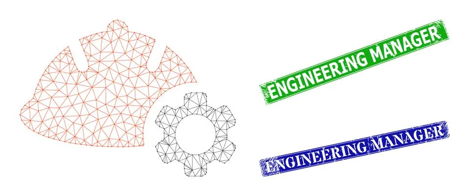 Scratched Engineering Manager Imprints and Triangular Mesh Engineering Icon Stockillustratie