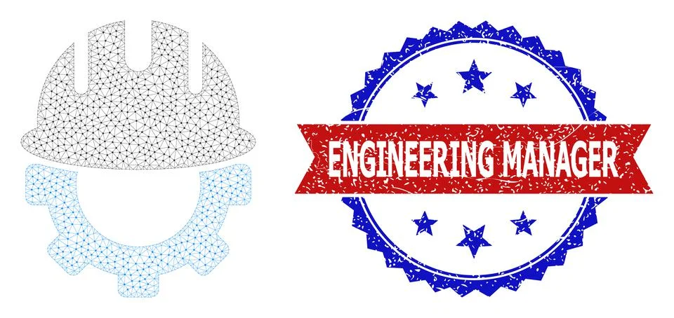 Scratched Engineering Manager Round Rosette Bicolor Badge and Mesh 2D Stockillustratie
