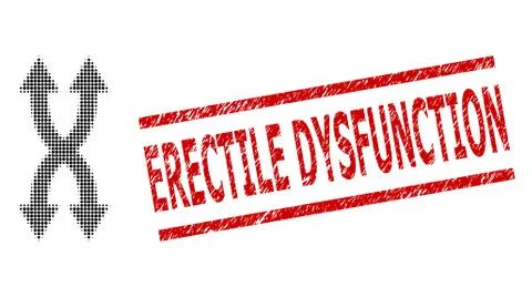 Scratched Erectile Dysfunction Seal and Halftone Dotted Shuffle Arrows Vertical Illustrazione stock